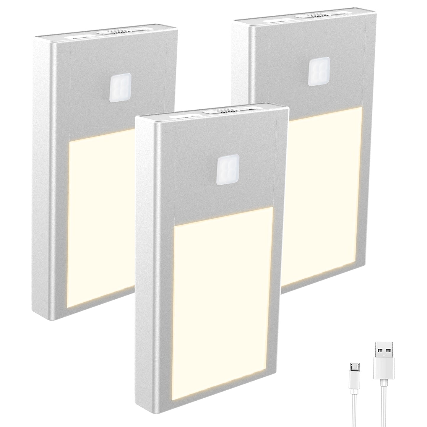 BT09 5V Mini Under Cabinet Rechargeable Lights 0.2W Dotless Motion Activated Under Cabinet Lighting with 3 Modes for Multiple Usage 68*42*9mm