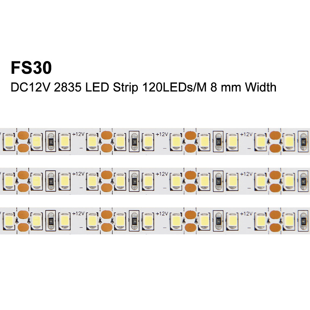 FS30 12V 定制 LED 橱柜灯带 8mm 暖白色现代厨房橱柜照明,符合 ETL、CE 认证,适用于家庭/酒店/办公室照明