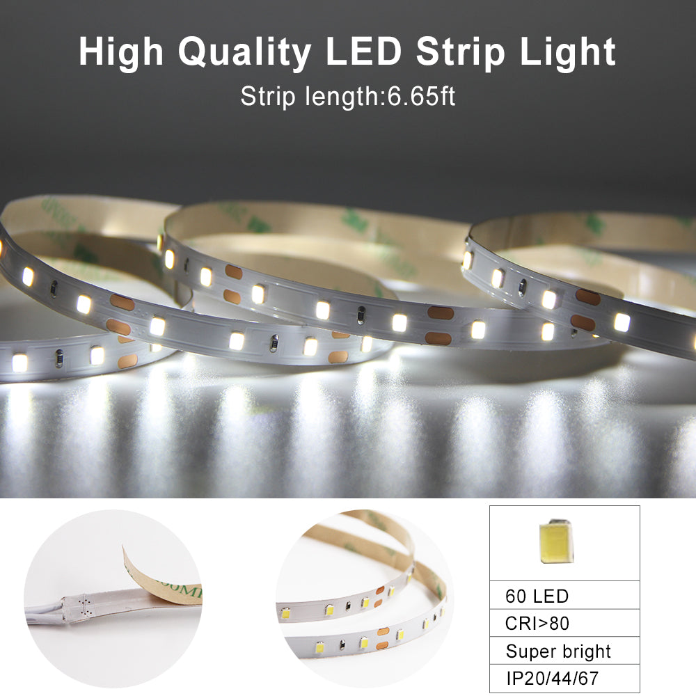 BT13+FS88 2W 智能 LED 橱柜灯带套件,带 5V AAA 电池供电/USB 可充电 PIR 运动传感器控制开关,适用于衣柜、衣橱、厨房