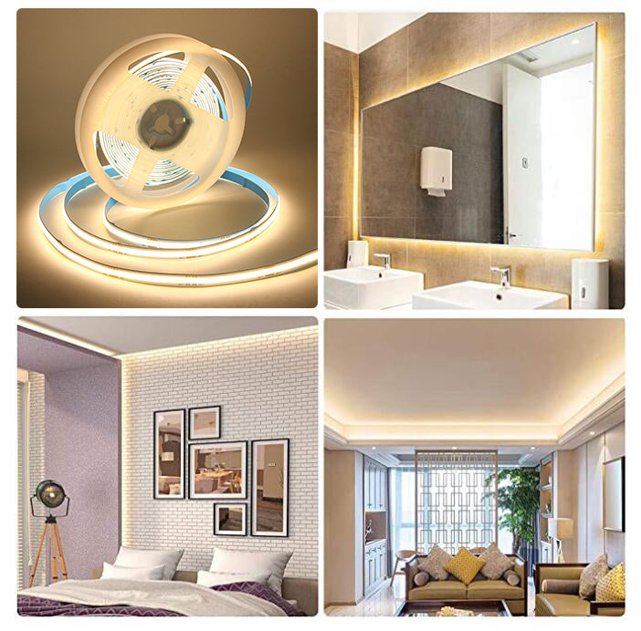 FB01 24V Tira de LED blanca cálida 8mm Cinta de luz LED comercial de alto brillo RoHS, CE para decoración de paredes 3000K/4000K/6500K