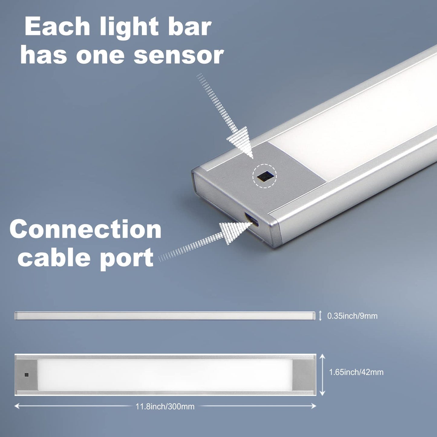 Lámpara de interior HS46 con sensor de movimiento, ideal para debajo de gabinetes, armarios, estanterías, armarios, bancos de trabajo (30 cm, 4000 K)