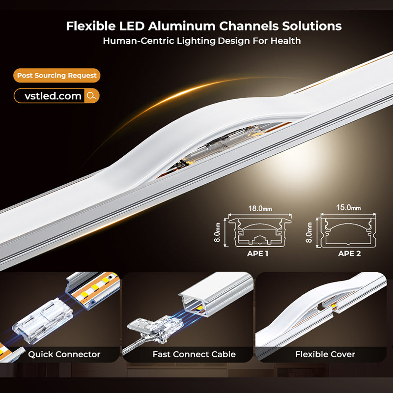 APE1 无焊铝制 LED 轮廓灯 高品质 LED 扩散器通道 带硅胶盖 适用于搁板