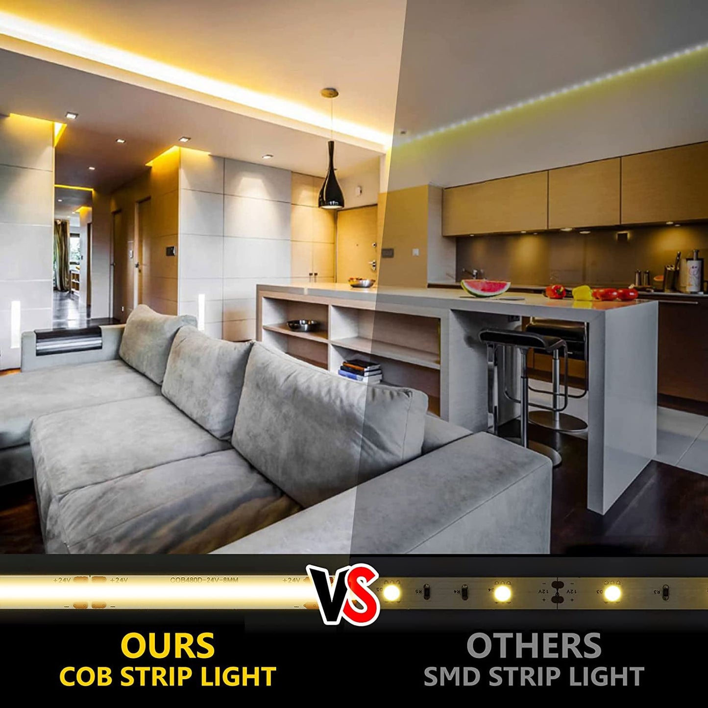 Send an inquiry for RoHS, CE Certified COB LED Strip Lights 24V Over Kitchen Cabinet Lighting with High Brightness for Room Decoration to high quality COB LED Strip Lights supplier. Wholesale Over Kitchen Cabinet Lighting directly from China COB LED Strip Lights manufacturers/exporters. Get a factory sale price list and become a distributor/agent-vstled.com