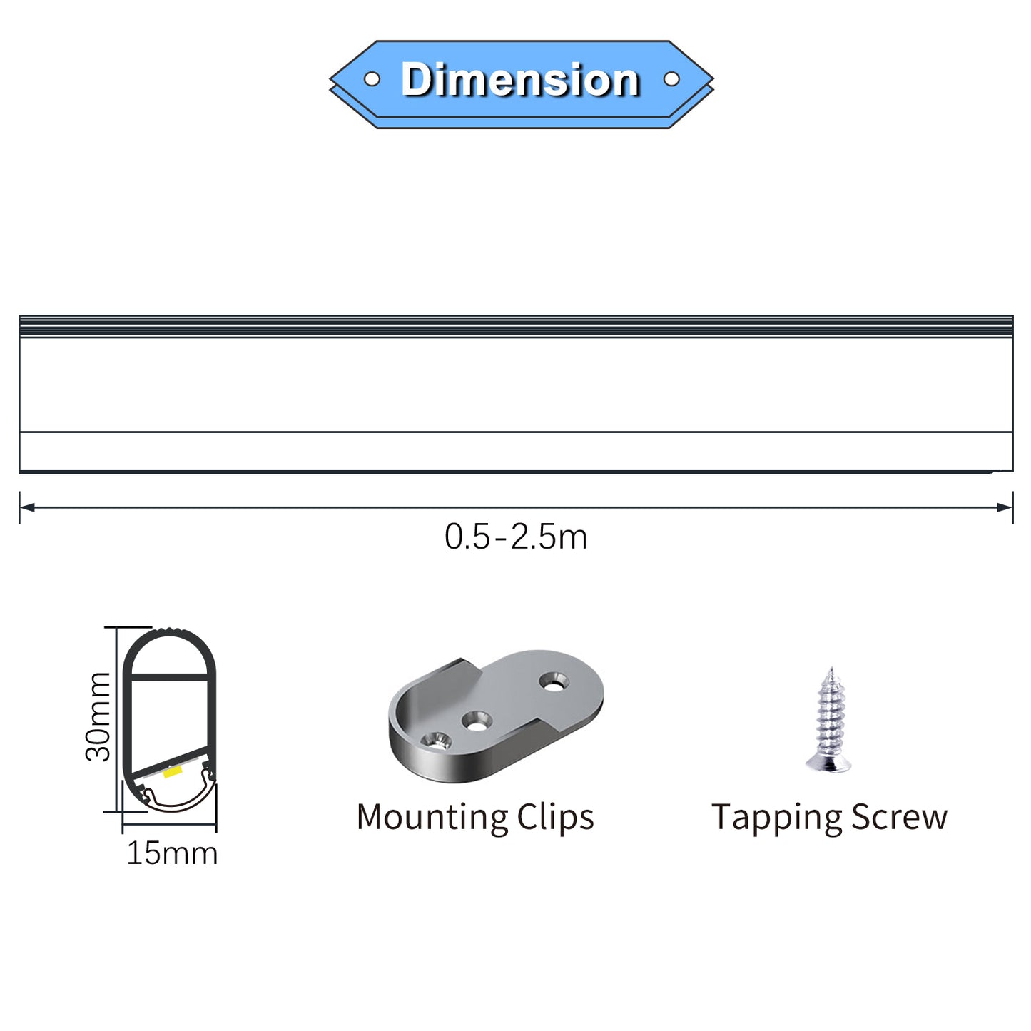 AP27 Wardrobe Aluminium LED Strip Channel AL6063 Tape Light Mounting Channel with Anti-Dizzing Function for Clothes Shop 15*30mm