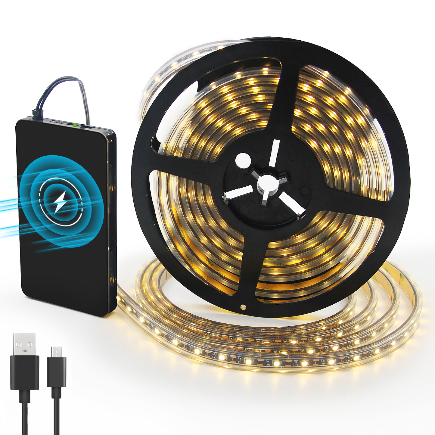 BT11 5000mAh 可充电移动电源,带运动传感器,适用于 LED 灯带,黑色或白色