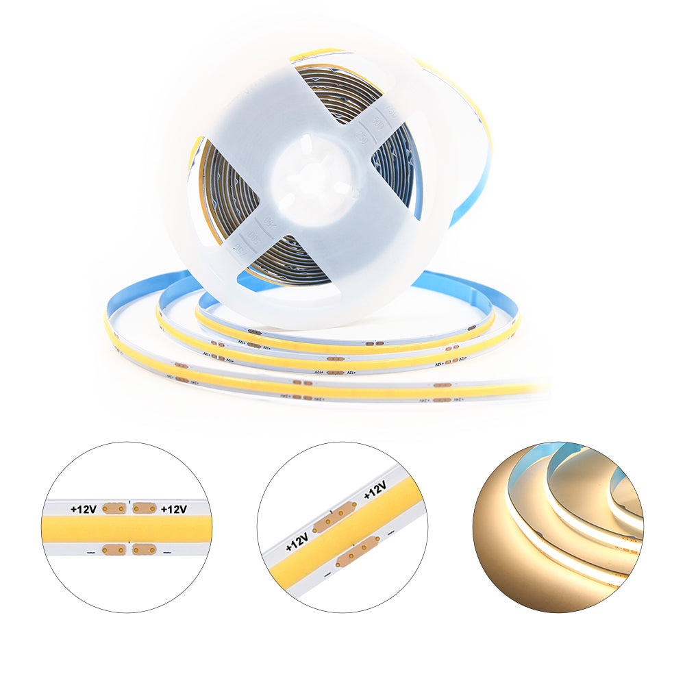 FB01 24V Tira de LED blanca cálida 8mm Cinta de luz LED comercial de alto brillo RoHS, CE para decoración de paredes 3000K/4000K/6500K