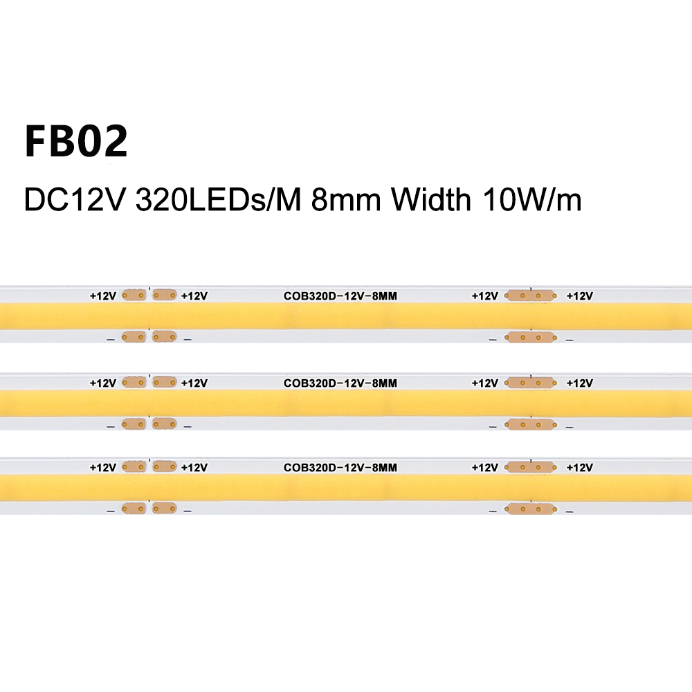 FB01 24V Tira de LED blanca cálida 8mm Cinta de luz LED comercial de alto brillo RoHS, CE para decoración de paredes 3000K/4000K/6500K