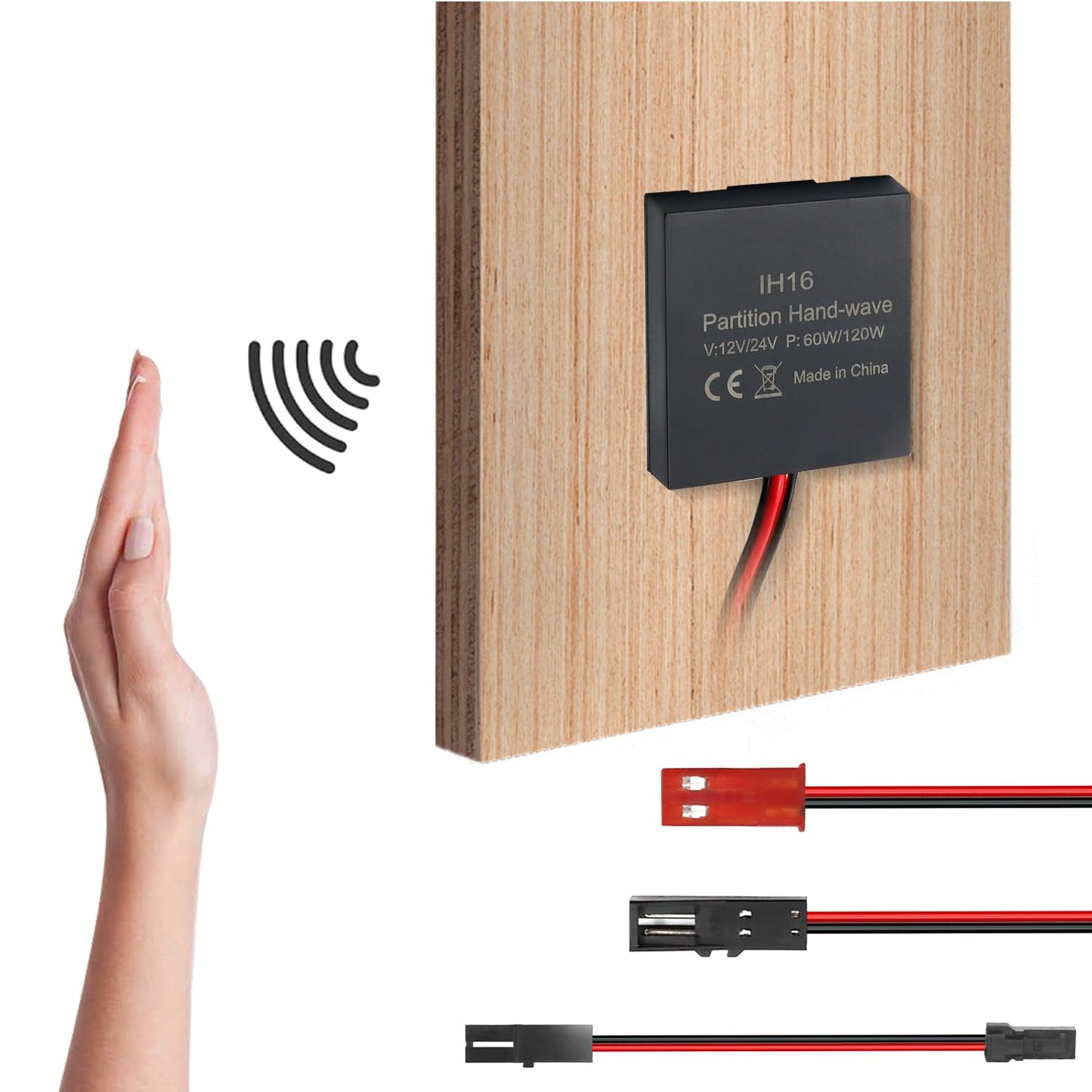 Interruptor de sensor de barrido manual IH03 de 12 V, interruptor de luz debajo del gabinete montado en superficie de 30 W con sensor IR para estantería, vitrina