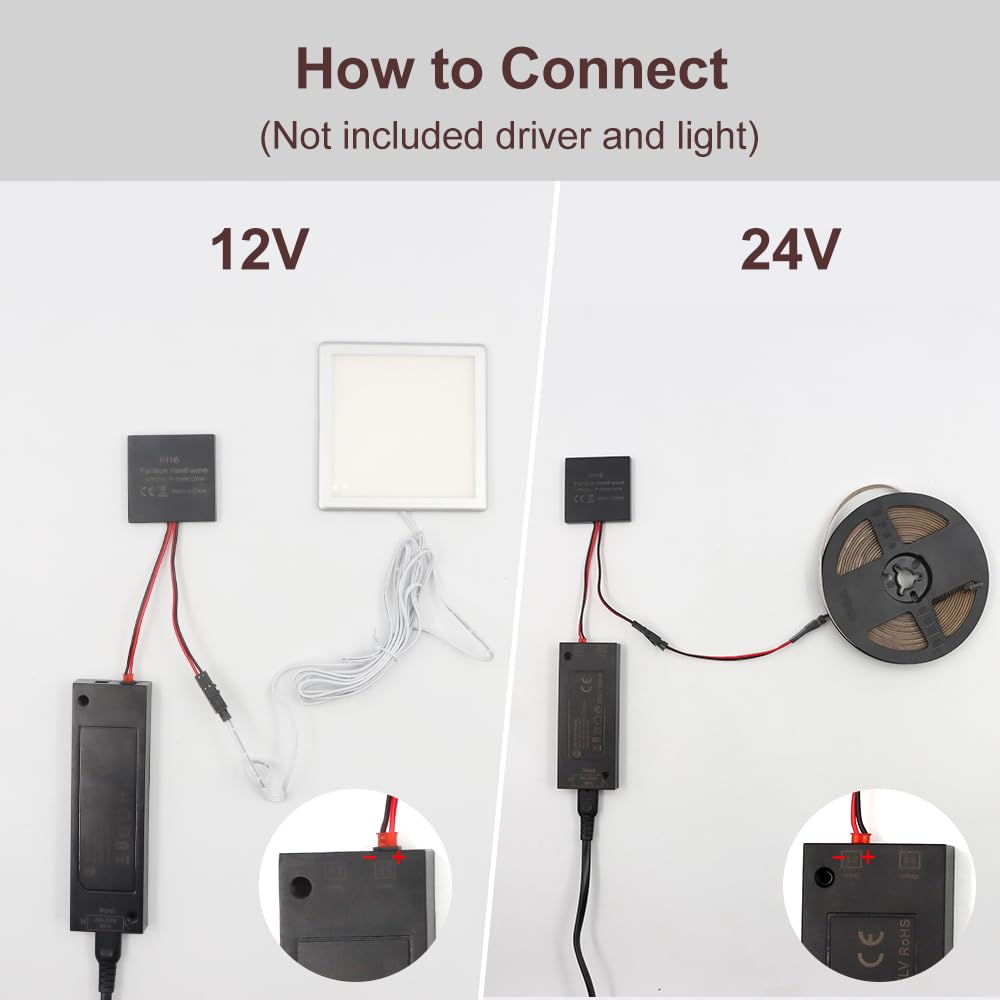 Interruptor de sensor de barrido manual IH03 de 12 V, interruptor de luz debajo del gabinete montado en superficie de 30 W con sensor IR para estantería, vitrina