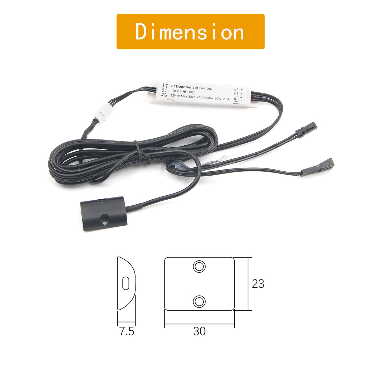 ID02 12V Mini Door Activated Light Switch 60W Hands-Free Cupboard Light Sensor Switch with Recessed Design for Modern Furniture
