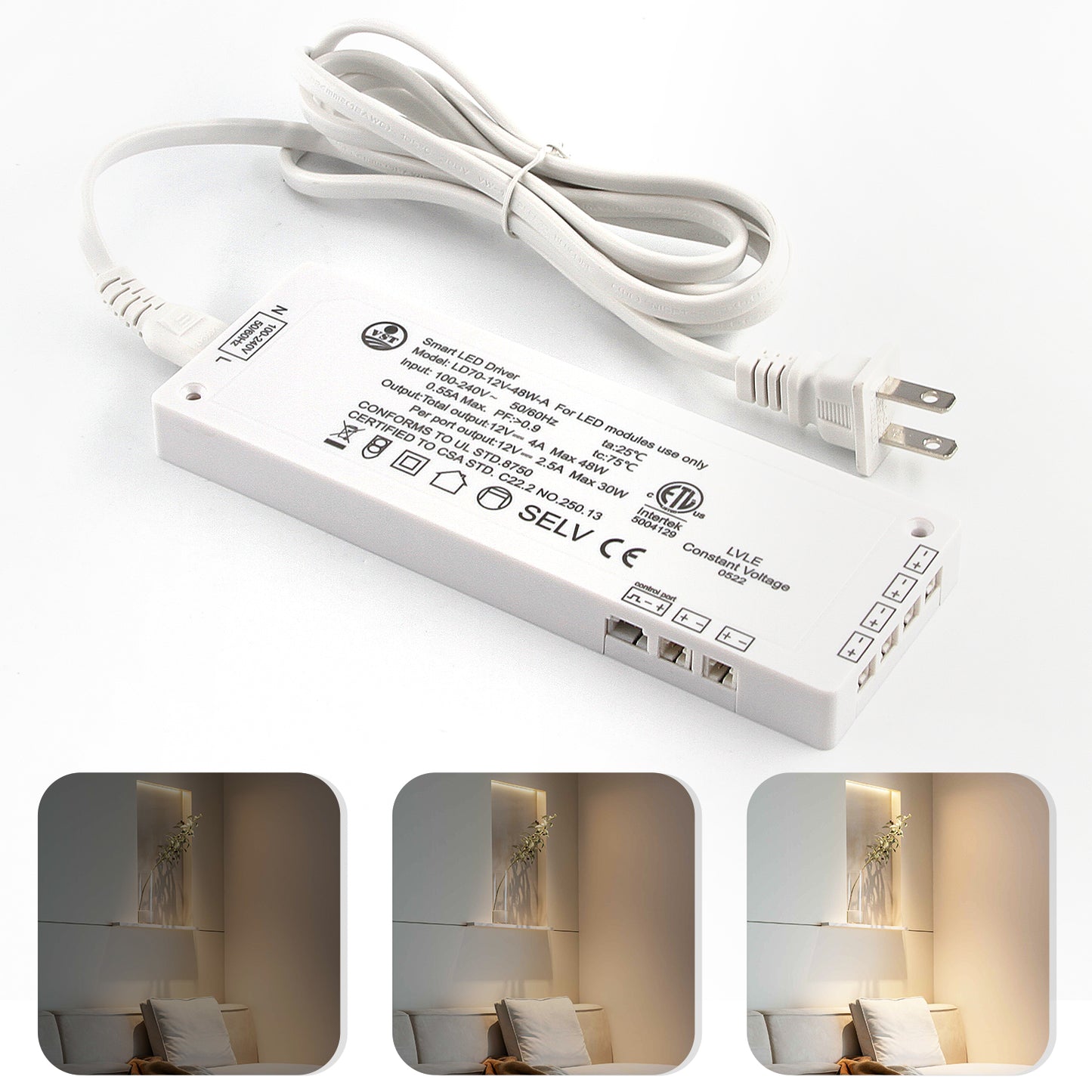 LD70 -12V-B Dimmable LED Power Supply 48W Constant Current LED Power Supply with ETL for Indoor Illumination System 170*60*16mm