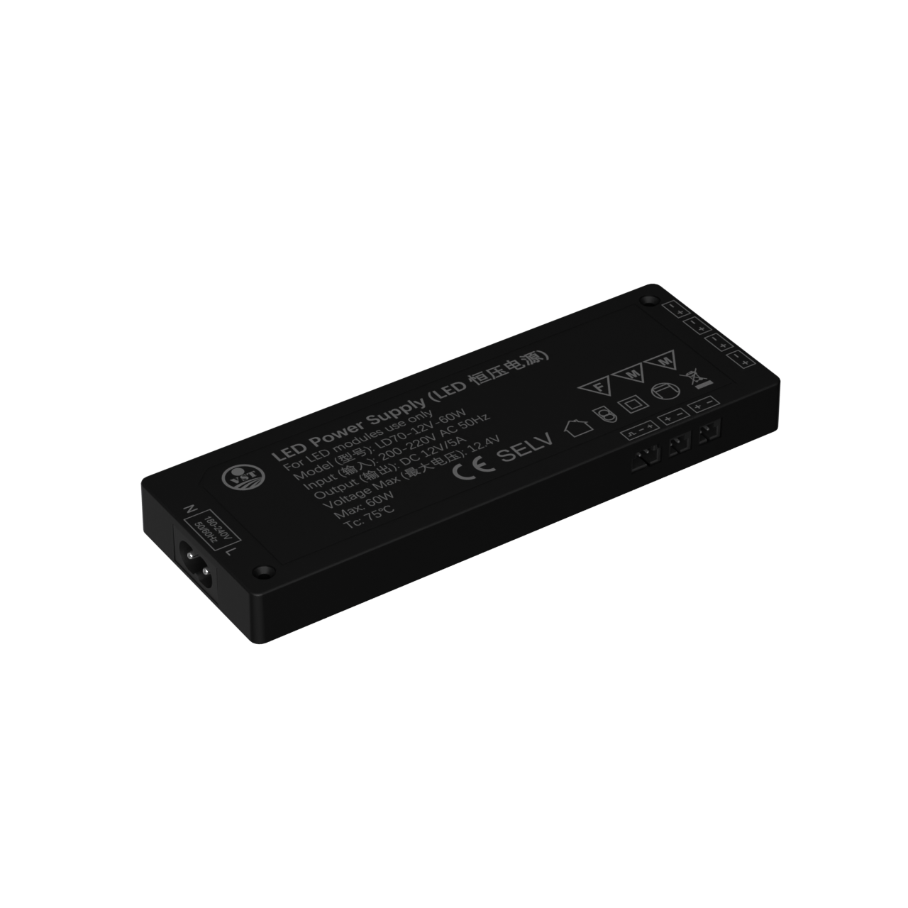 Fuente de alimentación LED ultradelgada LD70-24V-A, controlador LED de corriente constante de 48 W con ETL para iluminación de gabinete, 170 x 60 x 16 mm