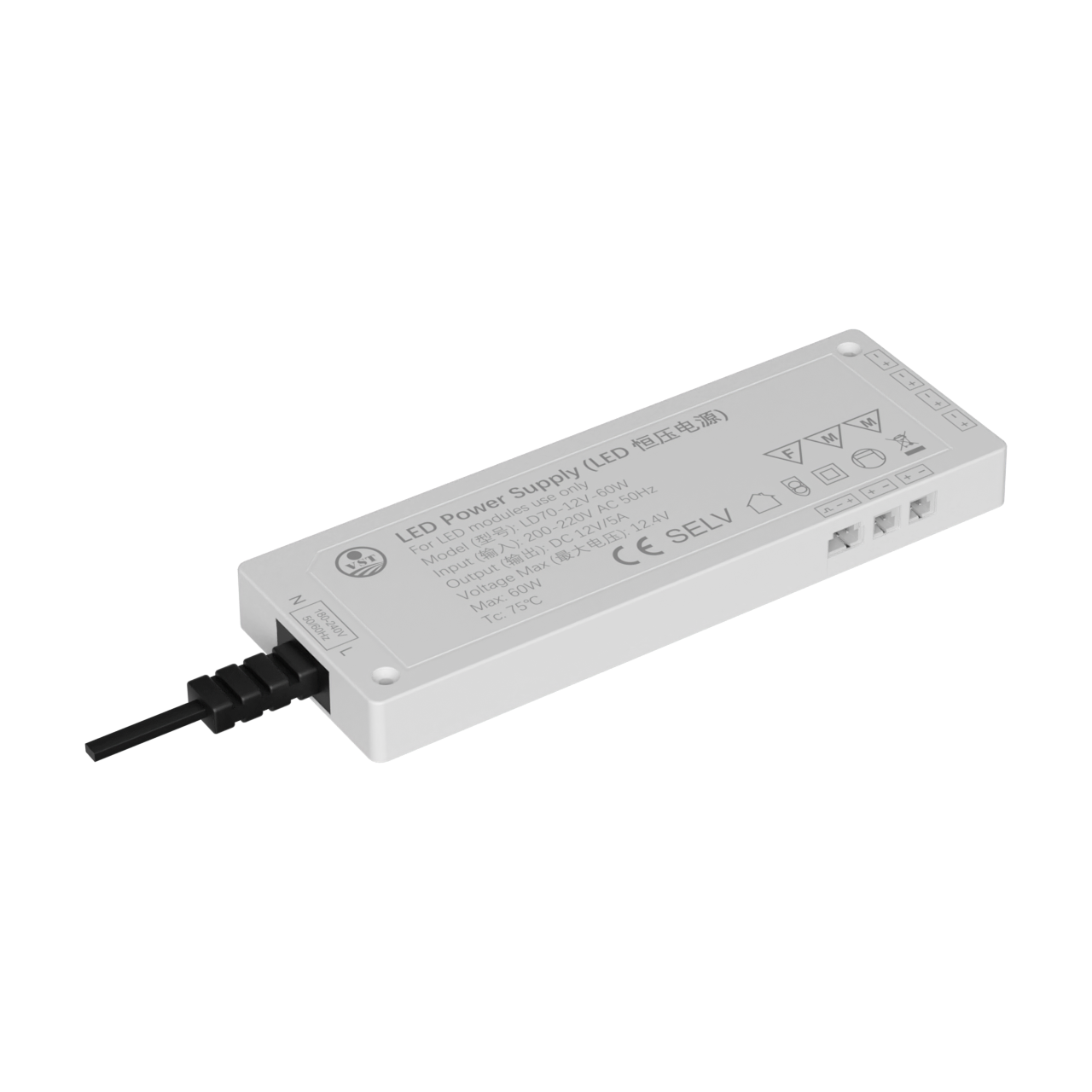LD70 -12V-B Dimmable LED Power Supply 48W Constant Current LED Power Supply with ETL for Indoor Illumination System 170*60*16mm