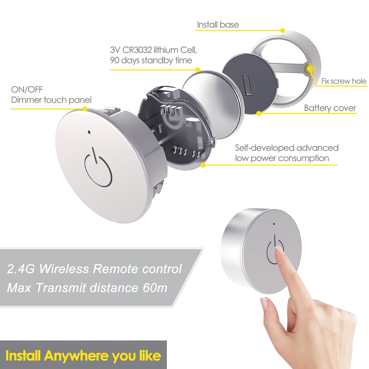 Send inquiry for LED Wireless Touch Dimmer Switch 3V Smart Lighting Control with Easy Installation for Wardrobe,Cabinet to high quality LED Wireless Touch Dimmer Switch supplier. Wholesale Smart Lighting Control directly from China LED Wireless Touch Dimmer Switch manufacturers/exporters. Get a factory sale price list and become a distributor/agent-vstled.com.