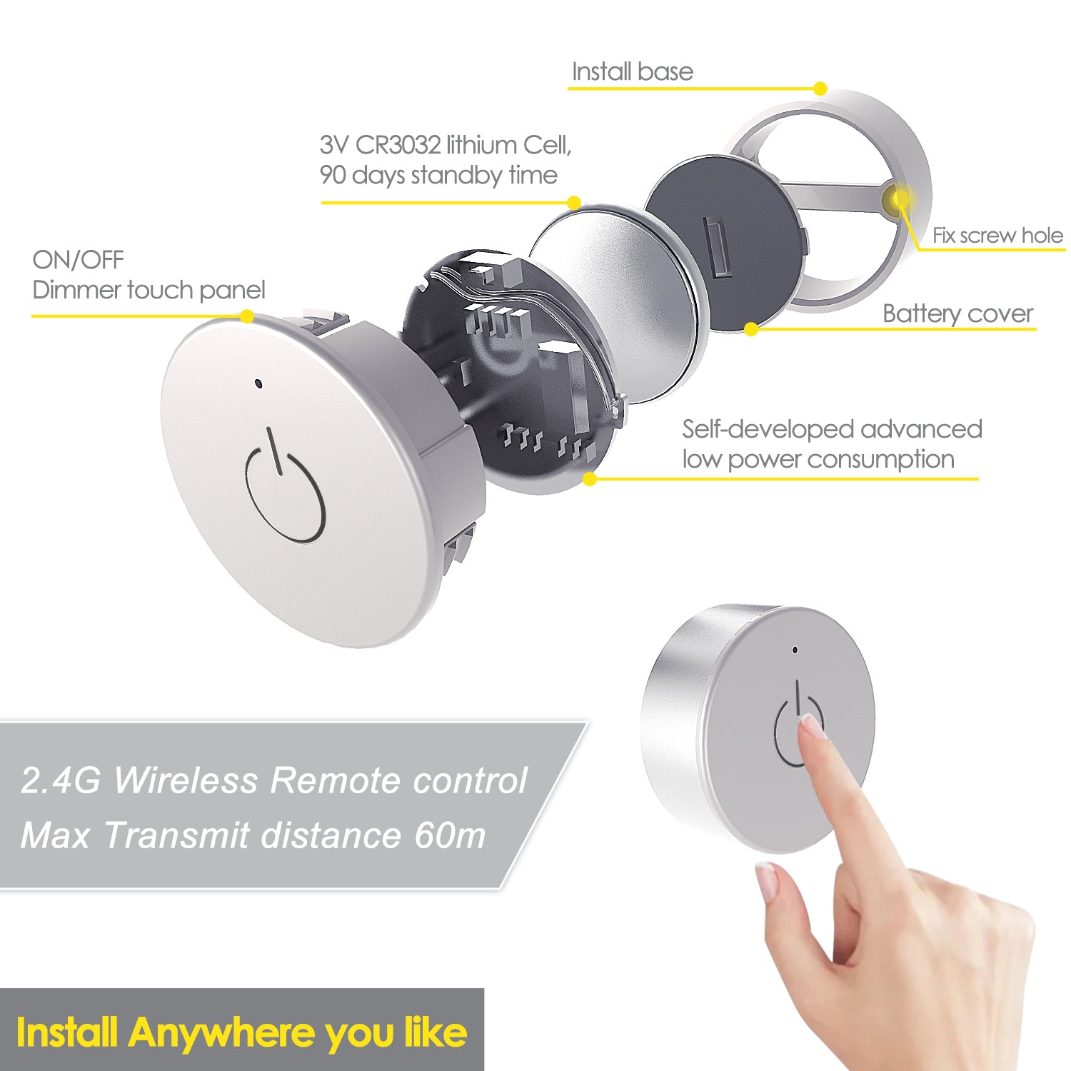 Send inquiry for LED Wireless Touch Dimmer Switch 3V Smart Lighting Control with Easy Installation for Wardrobe,Cabinet to high quality LED Wireless Touch Dimmer Switch supplier. Wholesale Smart Lighting Control directly from China LED Wireless Touch Dimmer Switch manufacturers/exporters. Get a factory sale price list and become a distributor/agent-vstled.com.