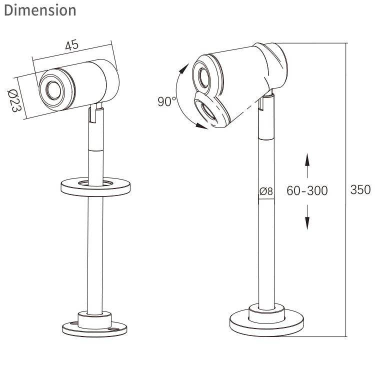 JS08 Head Adjustable 1.5W led Jewelry Showcase Display Lighting Spot Light