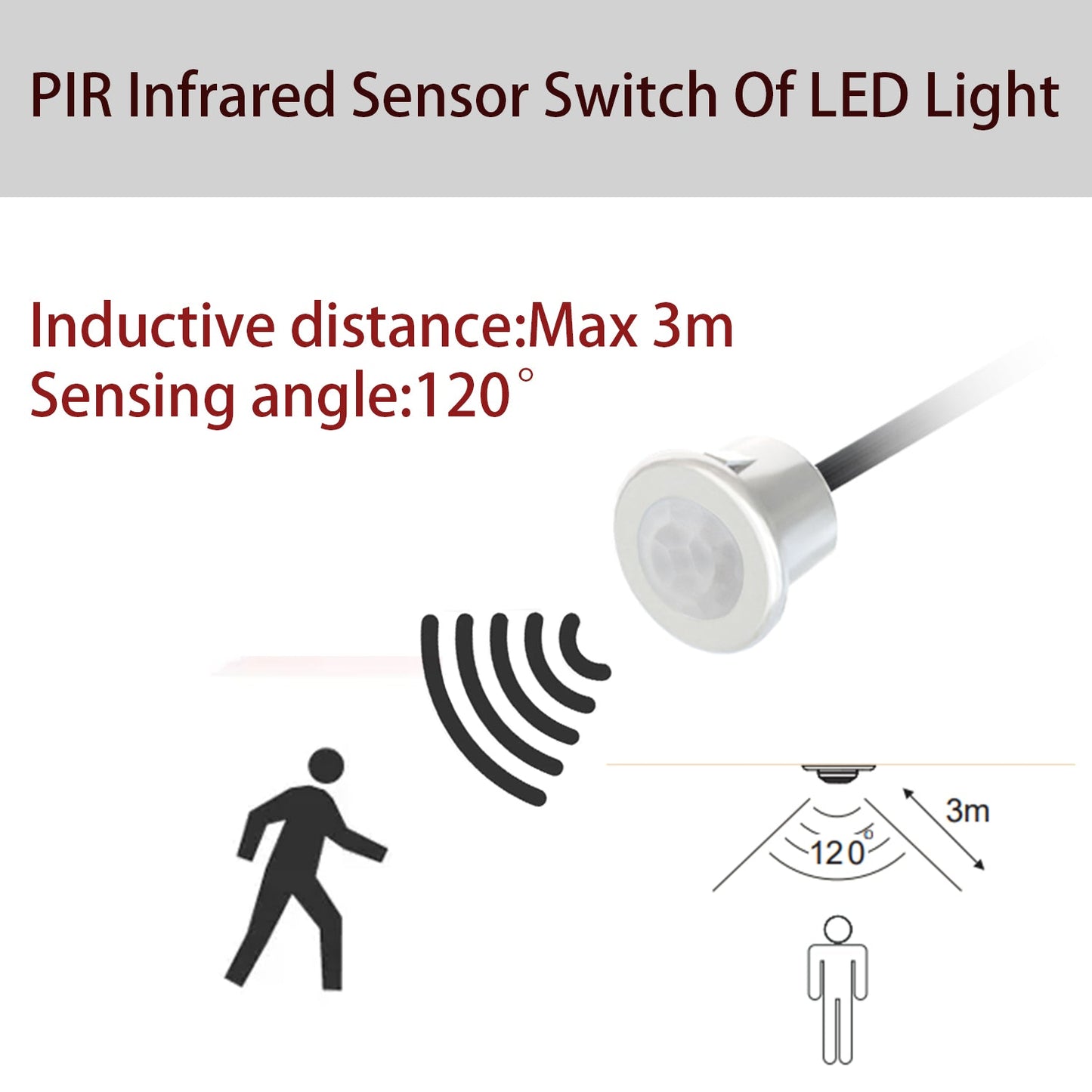 PR01 12V Smart Motion Sensor Light Switch Recessed Mounted Cabinet Door Switch with Easy Installation for Cabinet Light