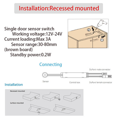 Smart Switch IR Door Sensor Switch for LED Strip Light and Under Cabinet Lighting