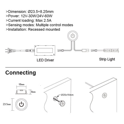 TS39 Touch Sensor Switch with Indicator for LED