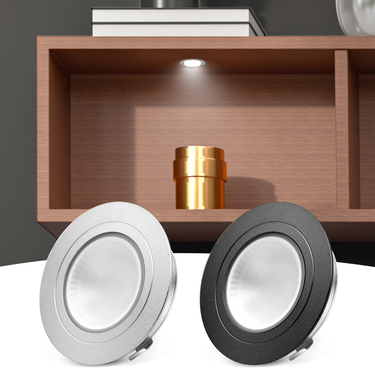Led Puck Displays 12V 2.5W Under Counter LED Puck Lights Bright Kitchen Cupboard Lights ...