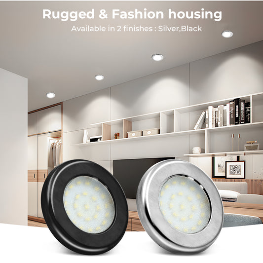 CB10 12V 1.8W Recessed Under cupboard Light Small Puck Lights Cabinet with High CRI for Pantry, Workbench