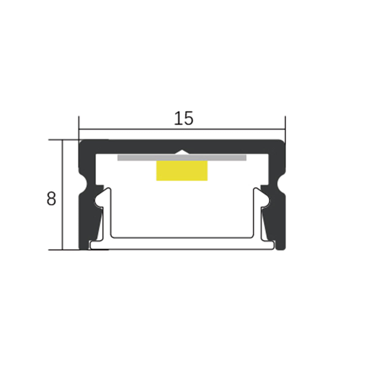 Perfil de tira de luz LED AP44 AL6063 canal de luz LED de aluminio con disipación de calor para estantería, armario 18*12mm