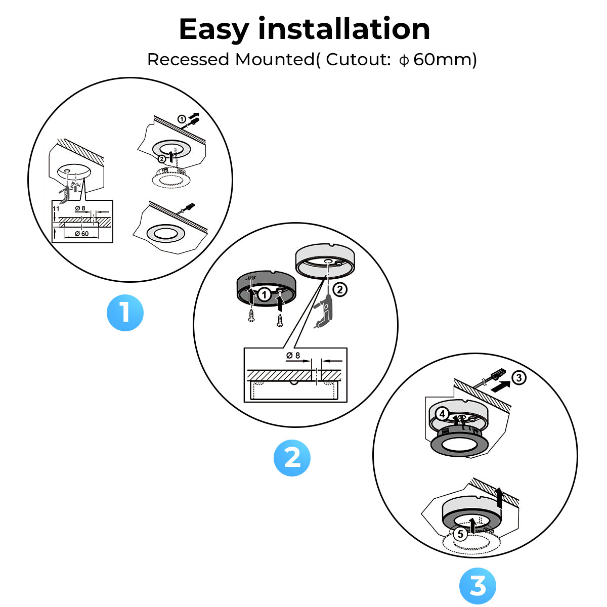 CB29 12 V Untertisch-LED-Puck-Leuchten, 2,5 W, helle Küchenschrankleuchten mit einfacher Installation für moderne Möbel