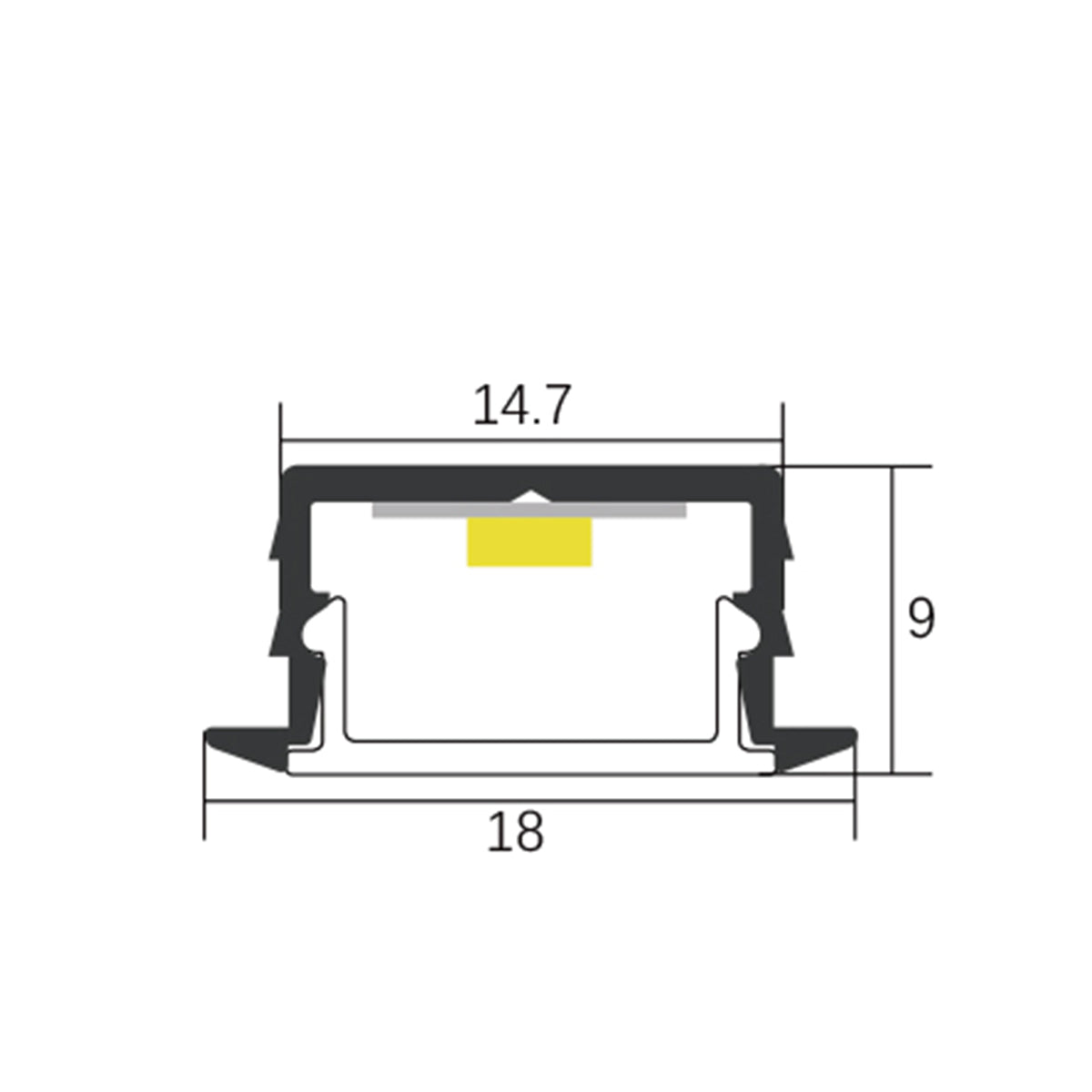 Perfil de tira de luz LED AP44 AL6063 canal de luz LED de aluminio con disipación de calor para estantería, armario 18*12mm