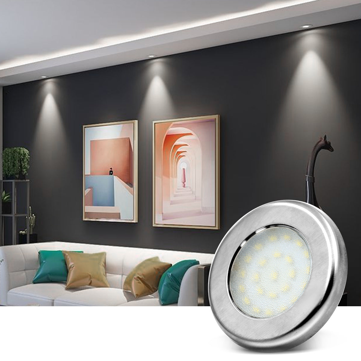 CB10 12V 1.8W Recessed Under Cabinet Puck Lighting High Lumen Kitchen Downlights With Long Lifespan For Wine Cabinet, Closet