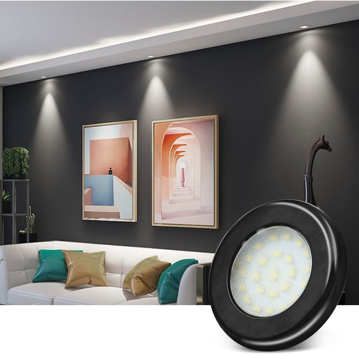 CB10 12V 1.8W Recessed Under Cabinet Puck Lighting High Lumen Kitchen Downlights With Long Lifespan For Wine Cabinet, Closet