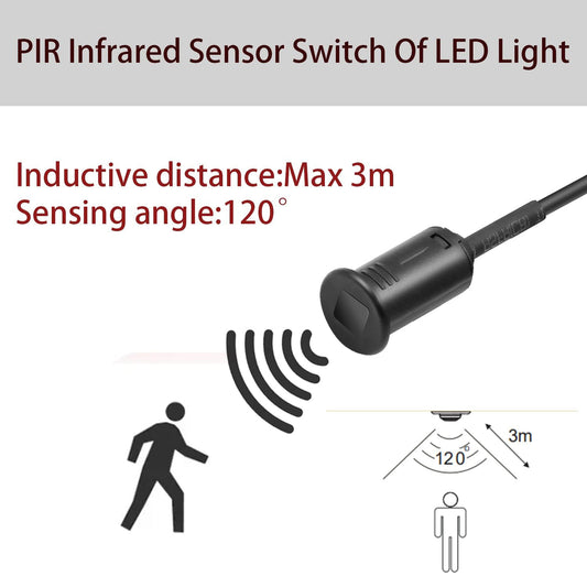 Interruptor de luz con Sensor de movimiento inteligente PR01 de 12V, interruptor empotrado para puerta de gabinete con fácil instalación para luz de gabinete