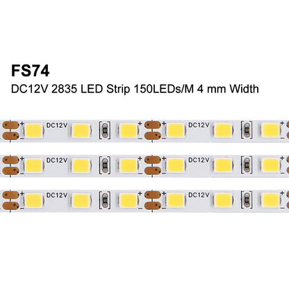 FS74 12 V LED-Schrank-Lichtleisten, 4 mm dimmbares Lichtband mit ETL, CE für Aluminiumkanäle 3000 K/4000 K/6500 K