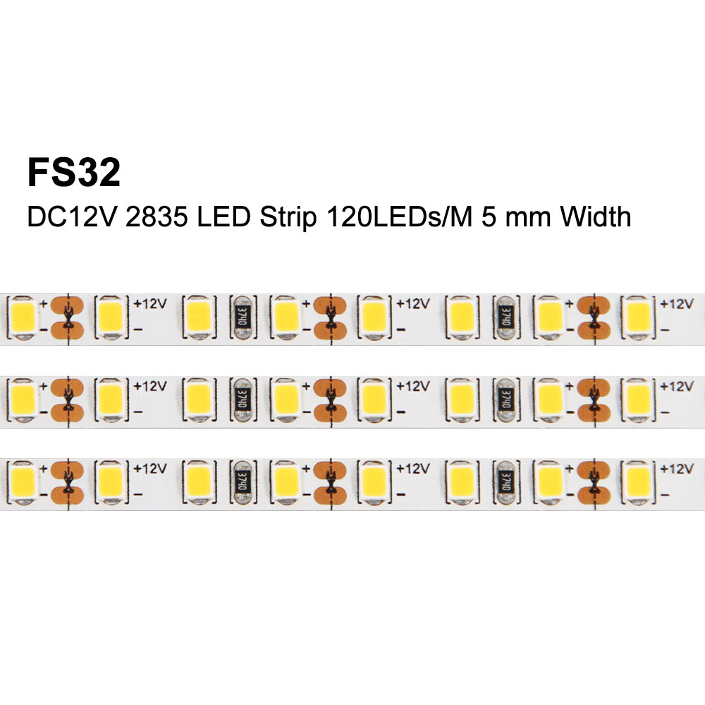 FS32 12 V helle LED-Lichtleisten, 5 mm wasserdicht, Unterschrank-Bandbeleuchtung mit IP67, IP20, IP44 für Badezimmer, Wohnzimmer, 3000 K/4000 K/6500 K