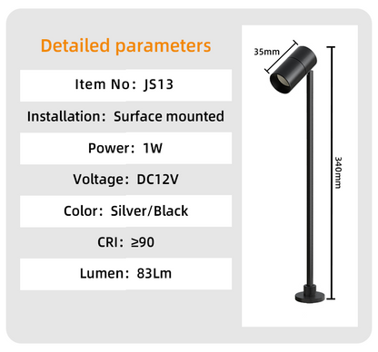 JS13 12V Jewelry Display Lighting 1W LED Mini Spot Lamp with High Quality for Museum Exhibition Showcase