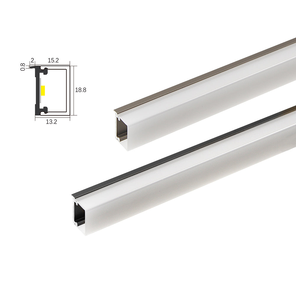 AP90 LED-Streifen-Montagekanal AL6063 Aluminium-Strangpressprofile mit VHB 3M-Klebeband für Unterschrankbeleuchtung 15,2 * 18,8 mm