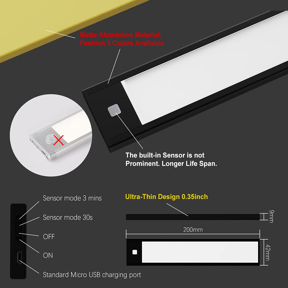 Send inquiry for 5V Black Battery Operated Under Counter LED Lights 1100mAh 1W Rechargeable Motion Sensor Light with Adjustable Brightness for Hallway Stairs 7.8inch supplier. Wholesale Battery Operated Under Counter LED Lights directly from China Rechargeable Motion Sensor Light manufacturers/exporters. Get factory sale price list and become a distributor/agent-vstled.com