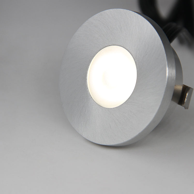 CB03 12V Silver Low Voltage Puck Lights 1W Round Recessed Undercupboard Lights with Adjustable Brightness for Indoors