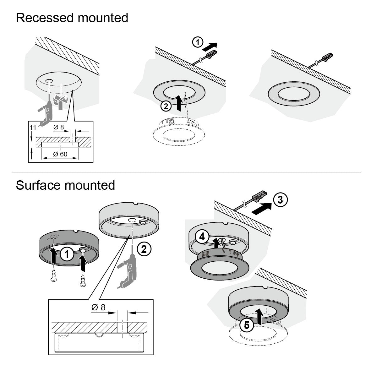 CB29 12 V Untertisch-LED-Puck-Leuchten, 2,5 W, helle Küchenschrankleuchten mit einfacher Installation für moderne Möbel