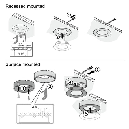 CB29 12 V Untertisch-LED-Puck-Leuchten, 2,5 W, helle Küchenschrankleuchten mit einfacher Installation für moderne Möbel