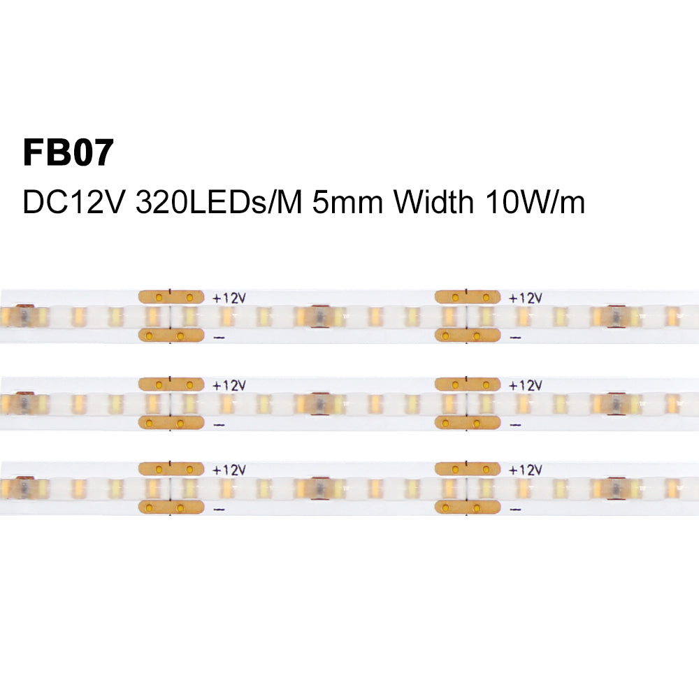 FB07 12V COB LED Cabinet Strip Lights 8mm Double Color Flexible Ribbon lights with IP20/IP68 for Bedroom 3000k/4000k/6500k