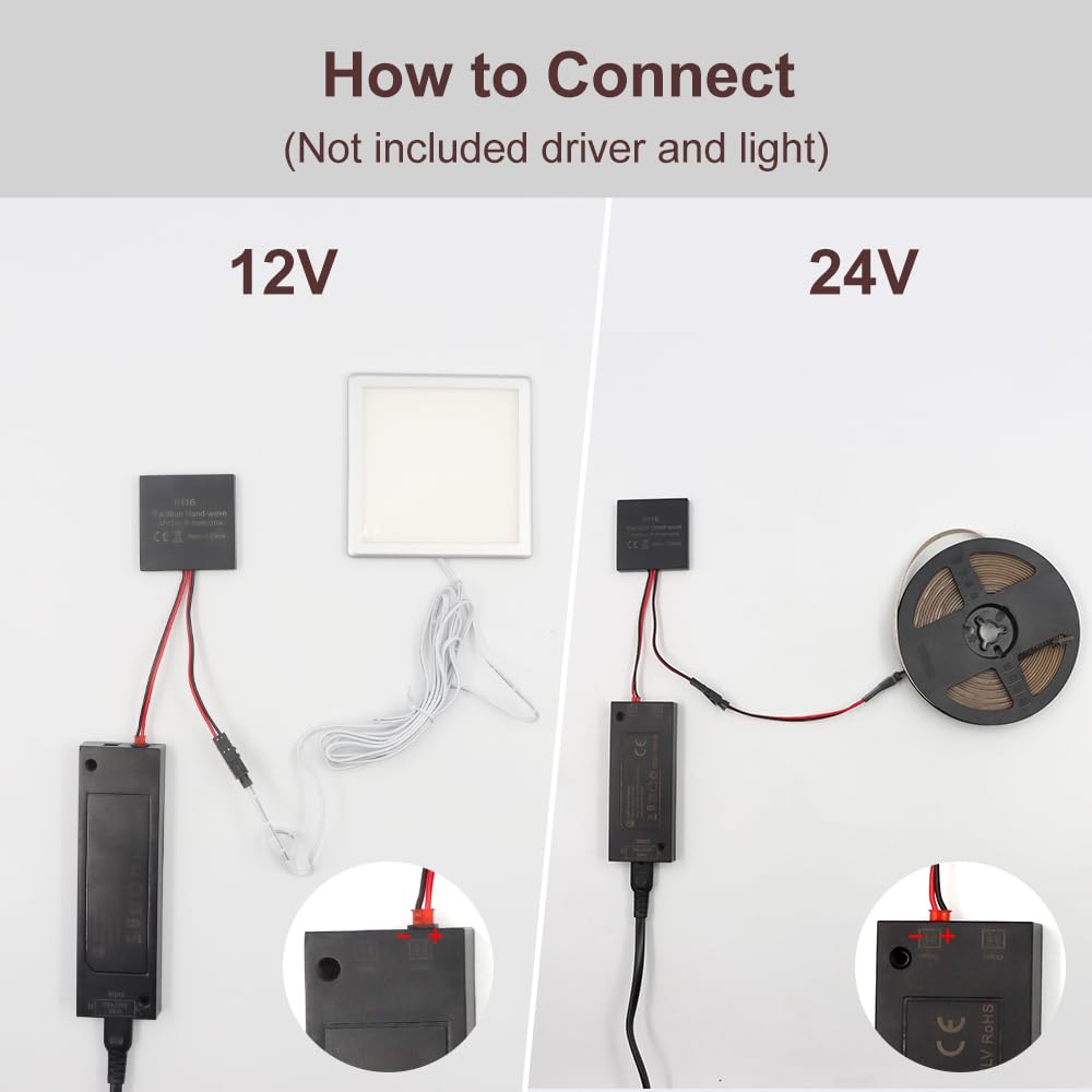 IH03 12V Hand Sweep Sensor Schalter 30W Oberfläche montiert unter Schrank Lichtschalter mit IR-Sensor für Bücherregal, Vitrine 