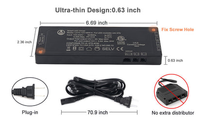 LD70-24V-A Ultra-Thin LED Power Supply 48W Constant Current LED Driver with ETL for Cabient Lights170*60*16mm
