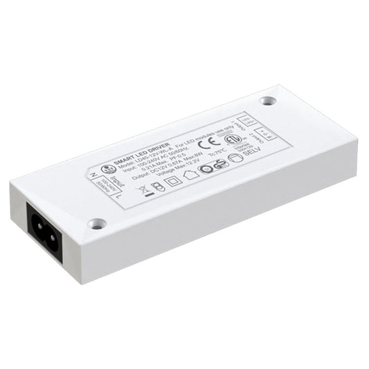 LD68 Weißer 12 V 3-poliger LED-Lichttreiber, 22 W Schranklichttransformator mit CE/ETL/CCC für Küchenleuchten, 120 x 60 x 16 mm