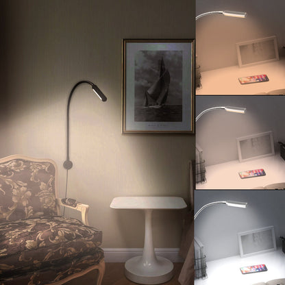 Adjustable Gooseneck Bedside Book Lights with USB Charging Port | VST