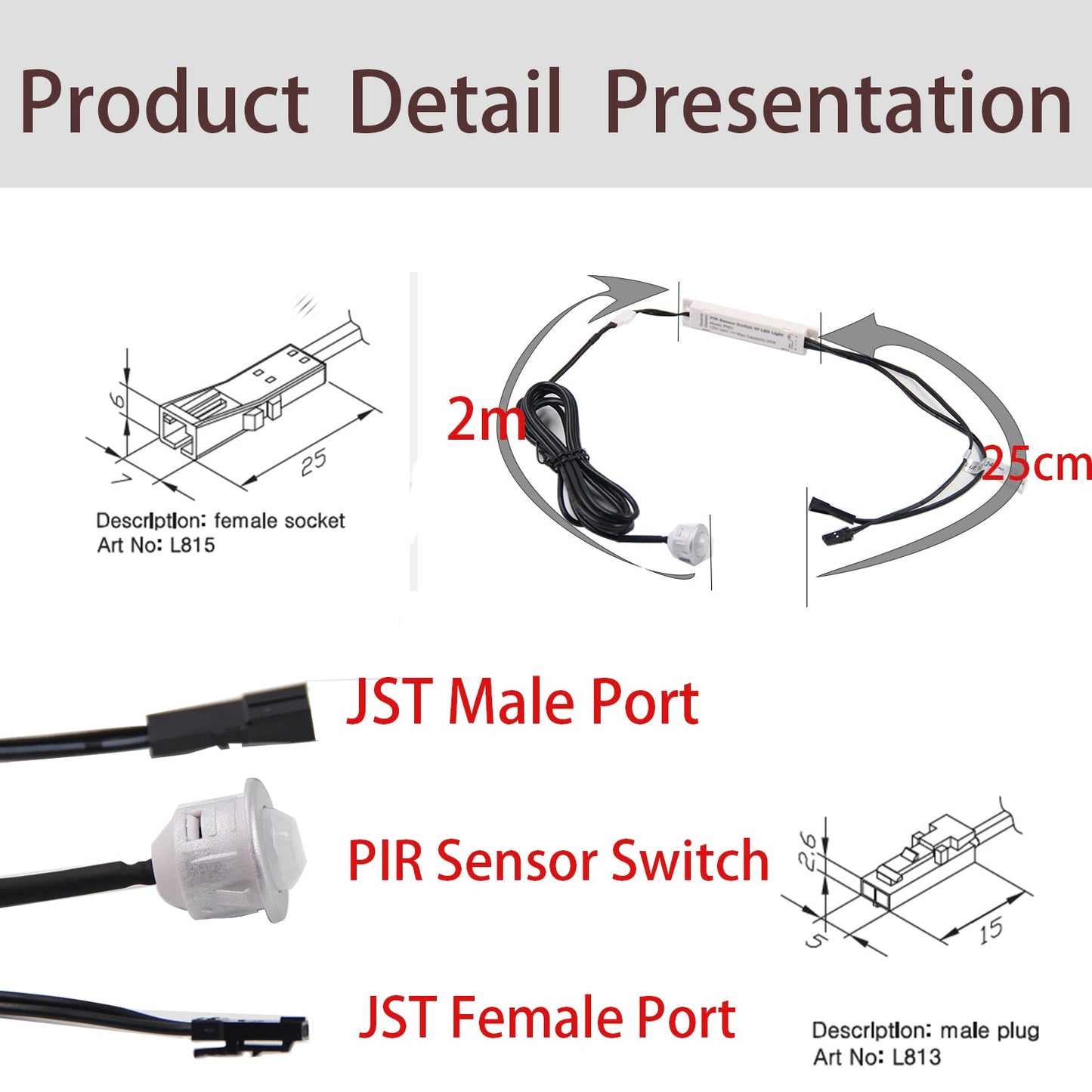 PR01 12V Smart Motion Sensor Light Switch Recessed Mounted Cabinet Door Switch with Easy Installation for Cabinet Light