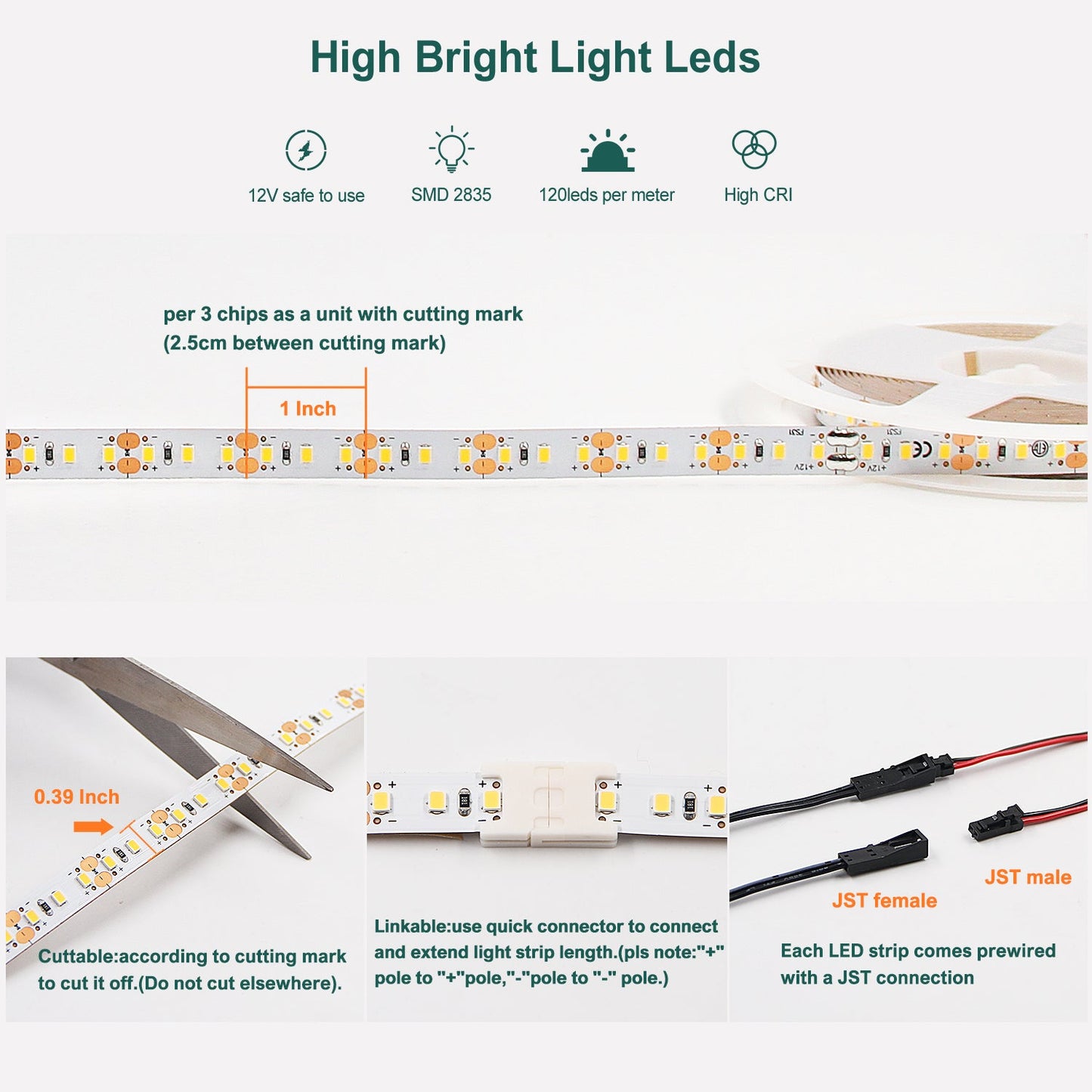 FS31 12V Under Cabinet Tape Lighting 10mm Warm White LED Strip with CE, ETL for Festival Decoration 6500K