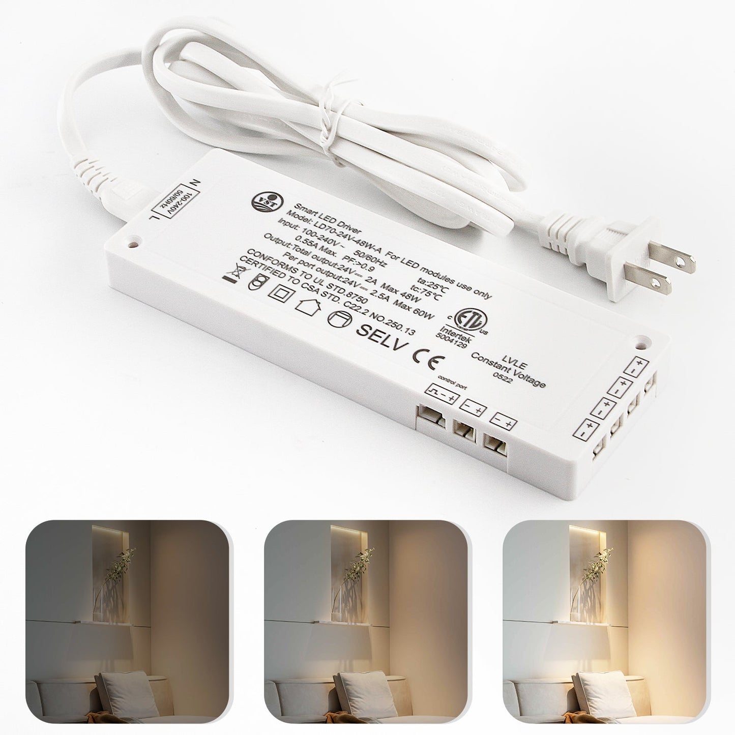 LD68 12V Black LED Light Driver 24W LED Strip Power Supply with CCC/ETL for House, Hotel, Store 120*60*16mm